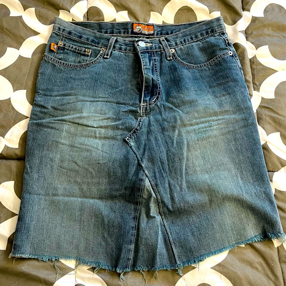 Distressed Denim Jean Skirt Boho Micro Mini Coastal Core Chic DIY Remake